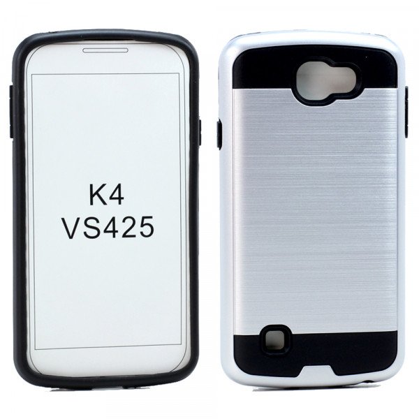 Wholesale LG K4 VS425 Iron Shield Hybrid Case (Silver)